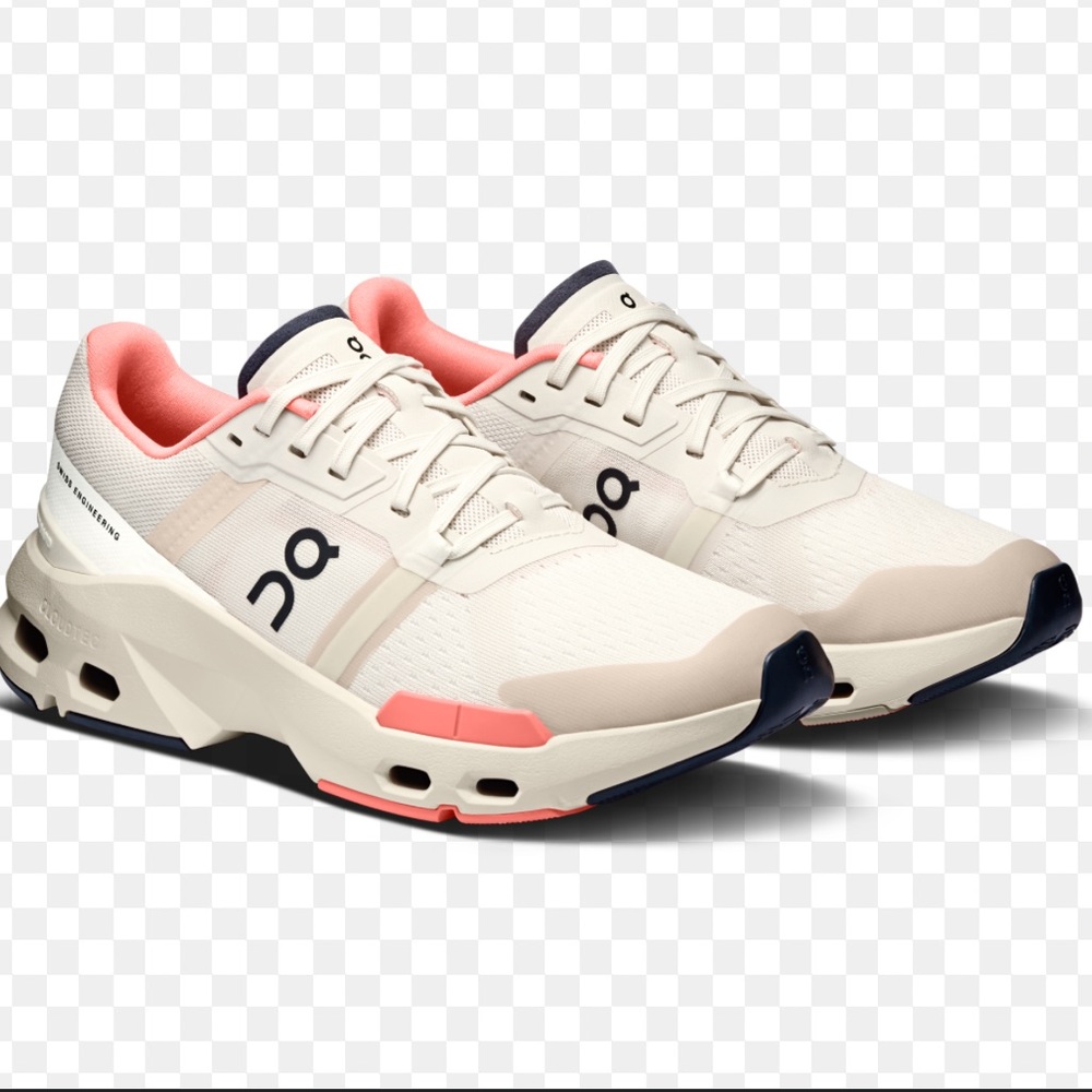 On Running Cream and Pink Sneakers with Modern Design